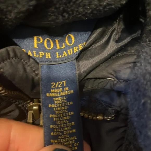 Boys Navy Ralph Lauren puffer jacket